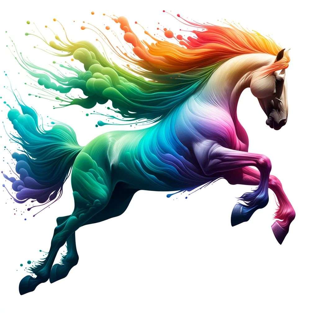 a horse, digital art made from colorful gradients, airbrush